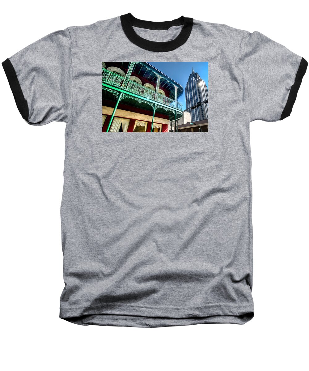 Mobile Baseball T-Shirt featuring the photograph Corner of Royal Street Railing in Mobile Alabama by Michael Thomas