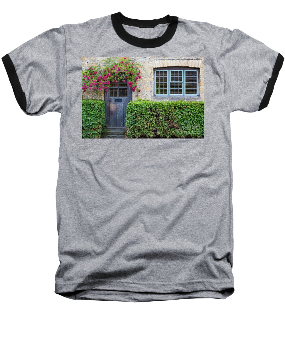 Cotswolds Baseball T-Shirt featuring the photograph Cotswolds Cottage Home by Brian Jannsen