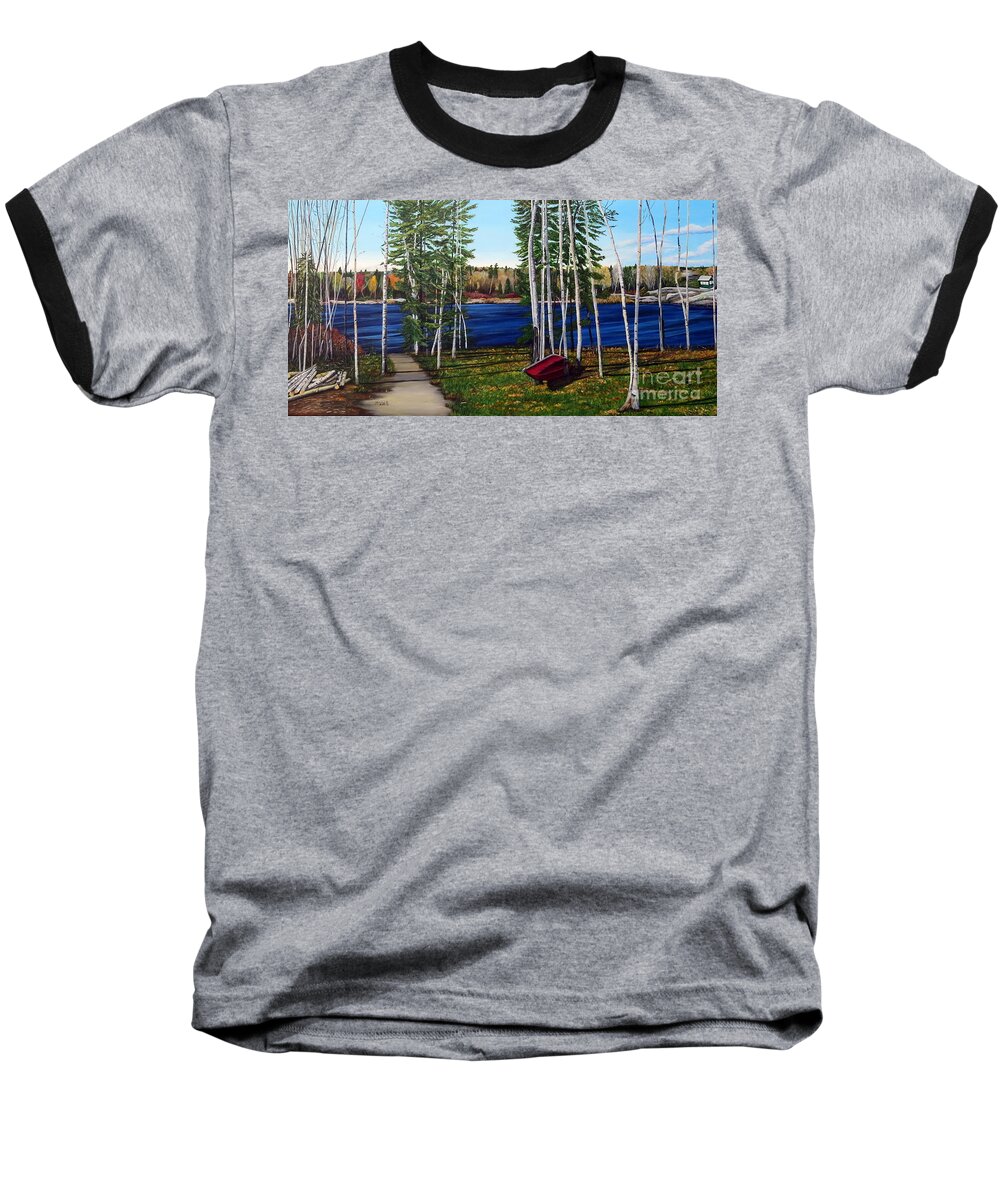Cottage Baseball T-Shirt featuring the painting Cottage Life by Marilyn McNish