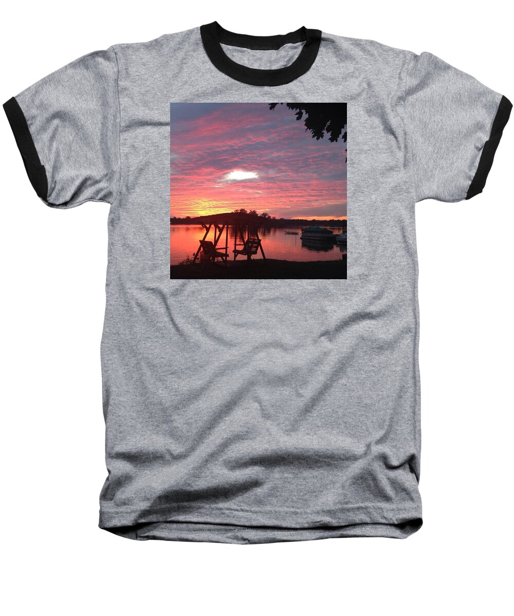 Sunset Baseball T-Shirt featuring the photograph Cotton Candy Sunset by Rebecca Wood