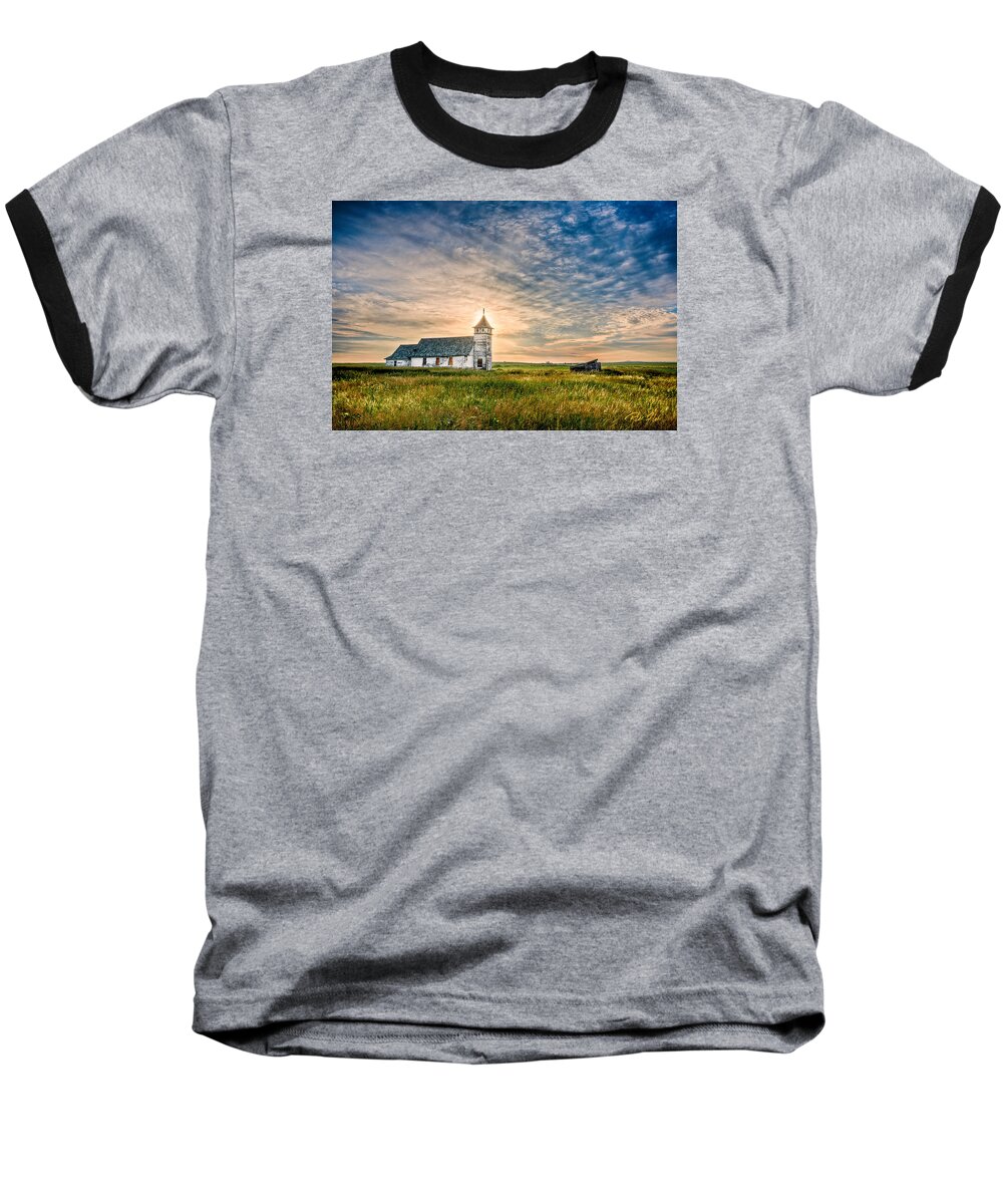 Buildings Baseball T-Shirt featuring the photograph Country Church Sunrise by Rikk Flohr