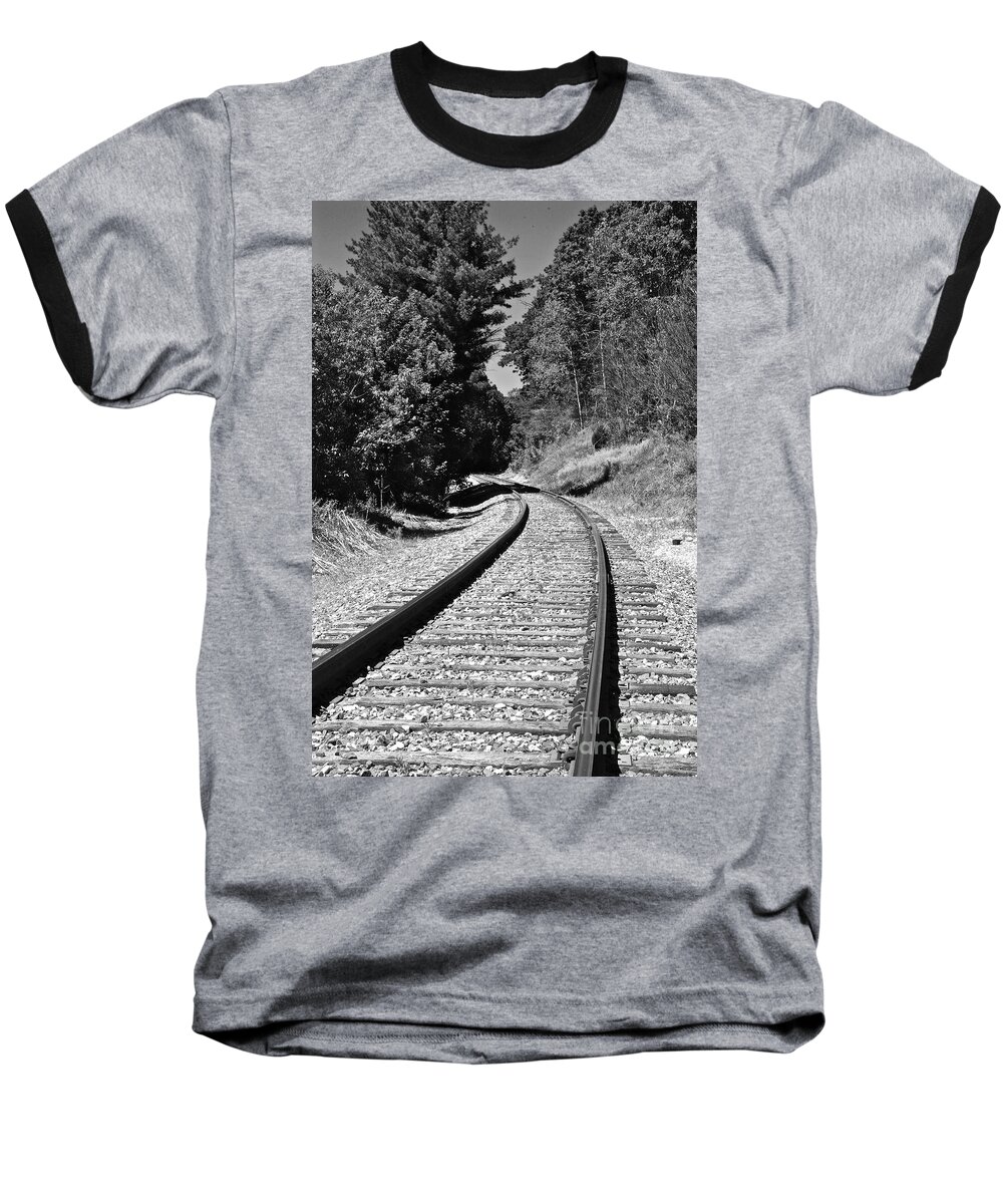 Black And White Baseball T-Shirt featuring the photograph Country Tracks Black and White by Mark Dodd