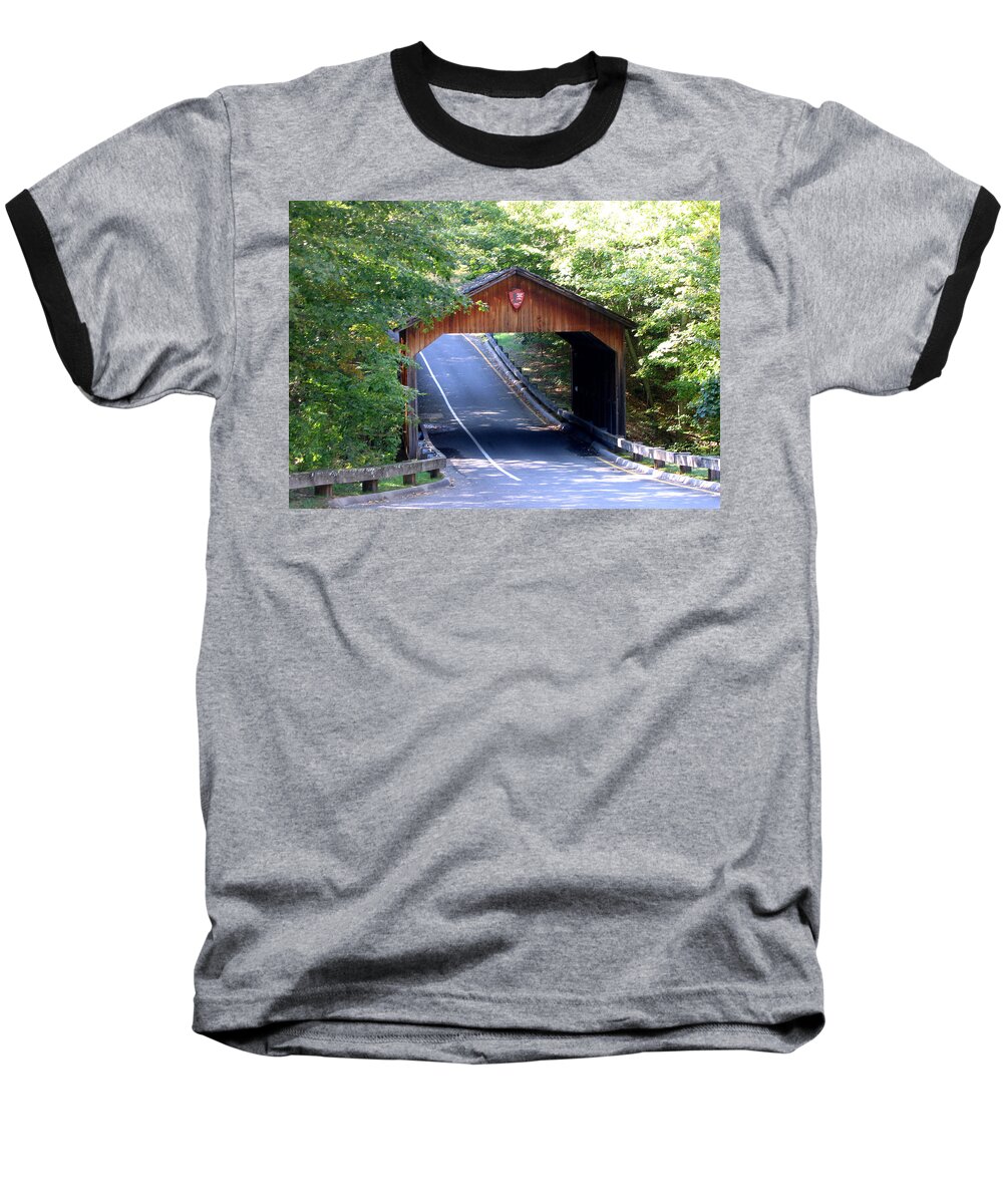 Covered Bridge Baseball T-Shirt featuring the photograph Covered Bridge by Laura Kinker