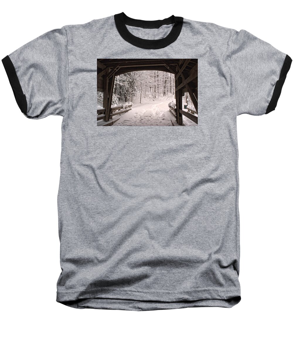 Covered Bridge Baseball T-Shirt featuring the photograph Covered Bridge by Michael McGowan