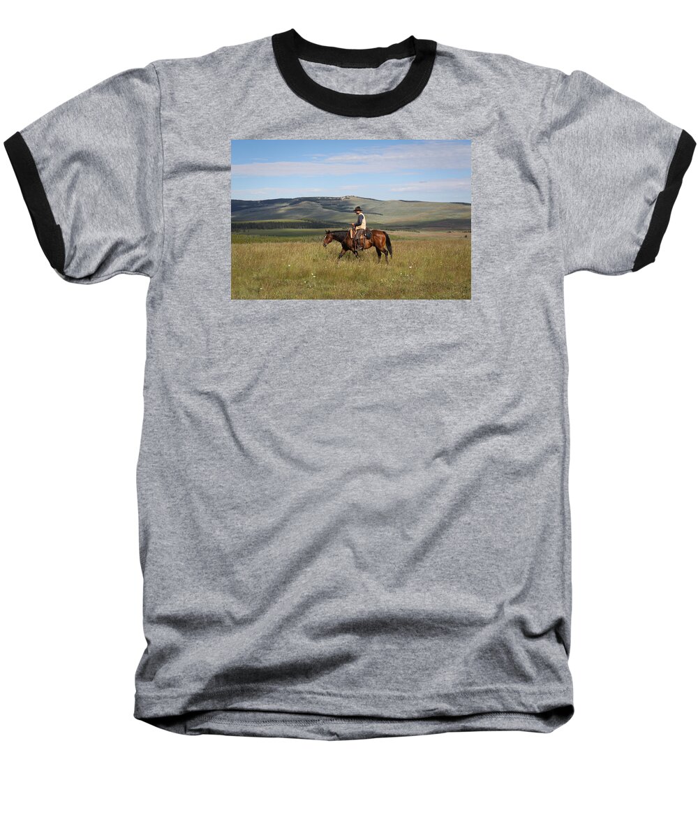 Wyoming Baseball T-Shirt featuring the photograph Cowboy Landscapes by Diane Bohna