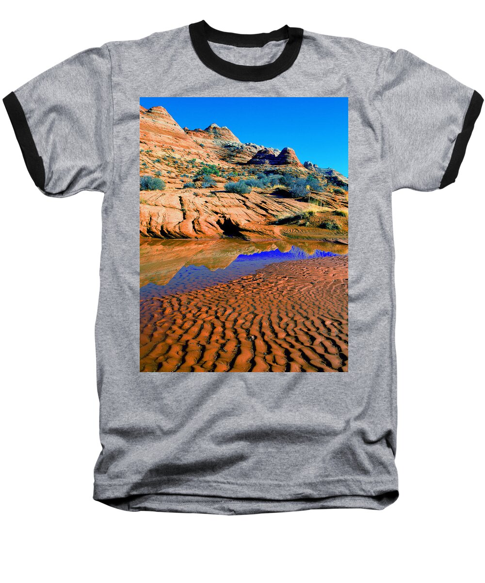 Coyote Buttes Baseball T-Shirt featuring the photograph Coyote Buttes Reflection by Frank Houck