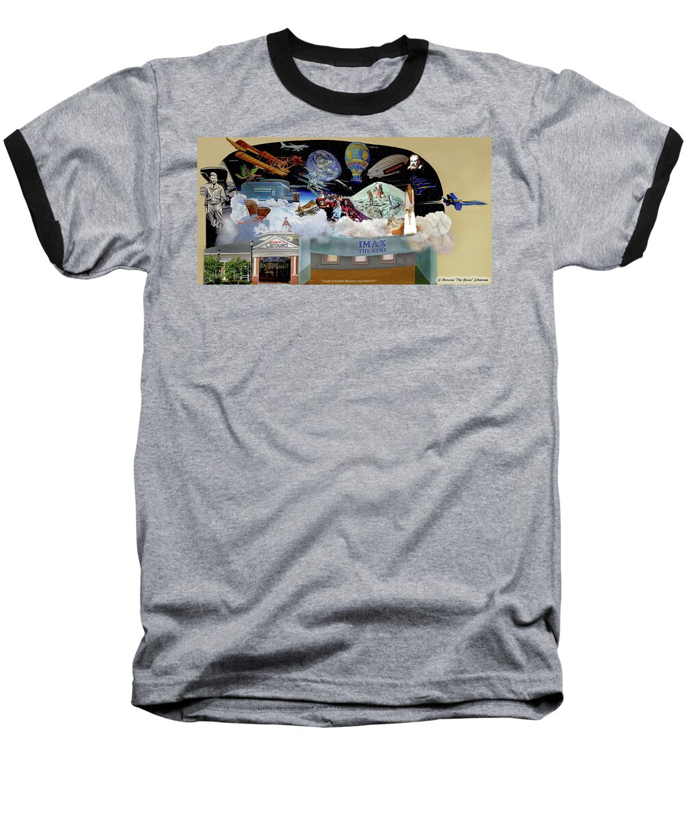 Cradle Of Aviation Museum Baseball T-Shirt featuring the painting Cradle of Aviation Museum by Bonnie Siracusa