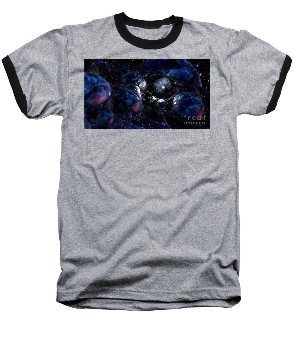 Fractal Baseball T-Shirt featuring the digital art Cradle of the Universe by Jon Munson II