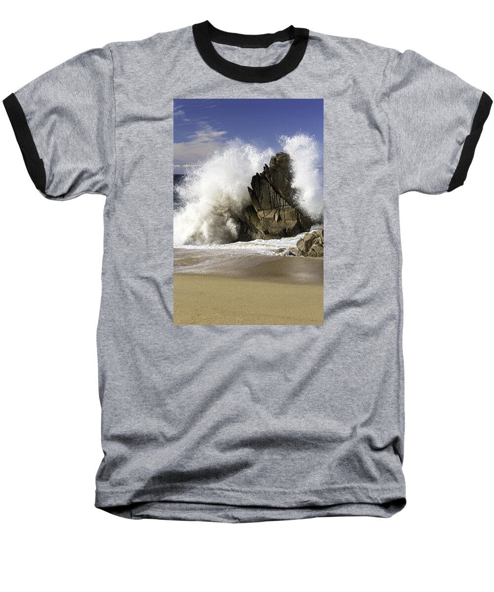 Ocean Baseball T-Shirt featuring the photograph Crashing by Mark Harrington