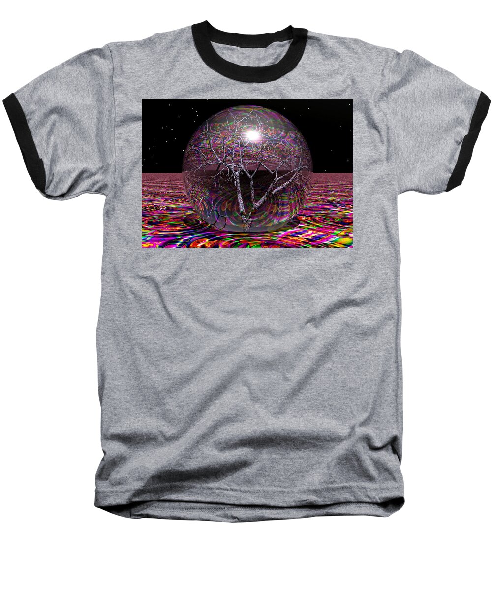 Sphere Baseball T-Shirt featuring the digital art Crazy World- by Robert Orinski