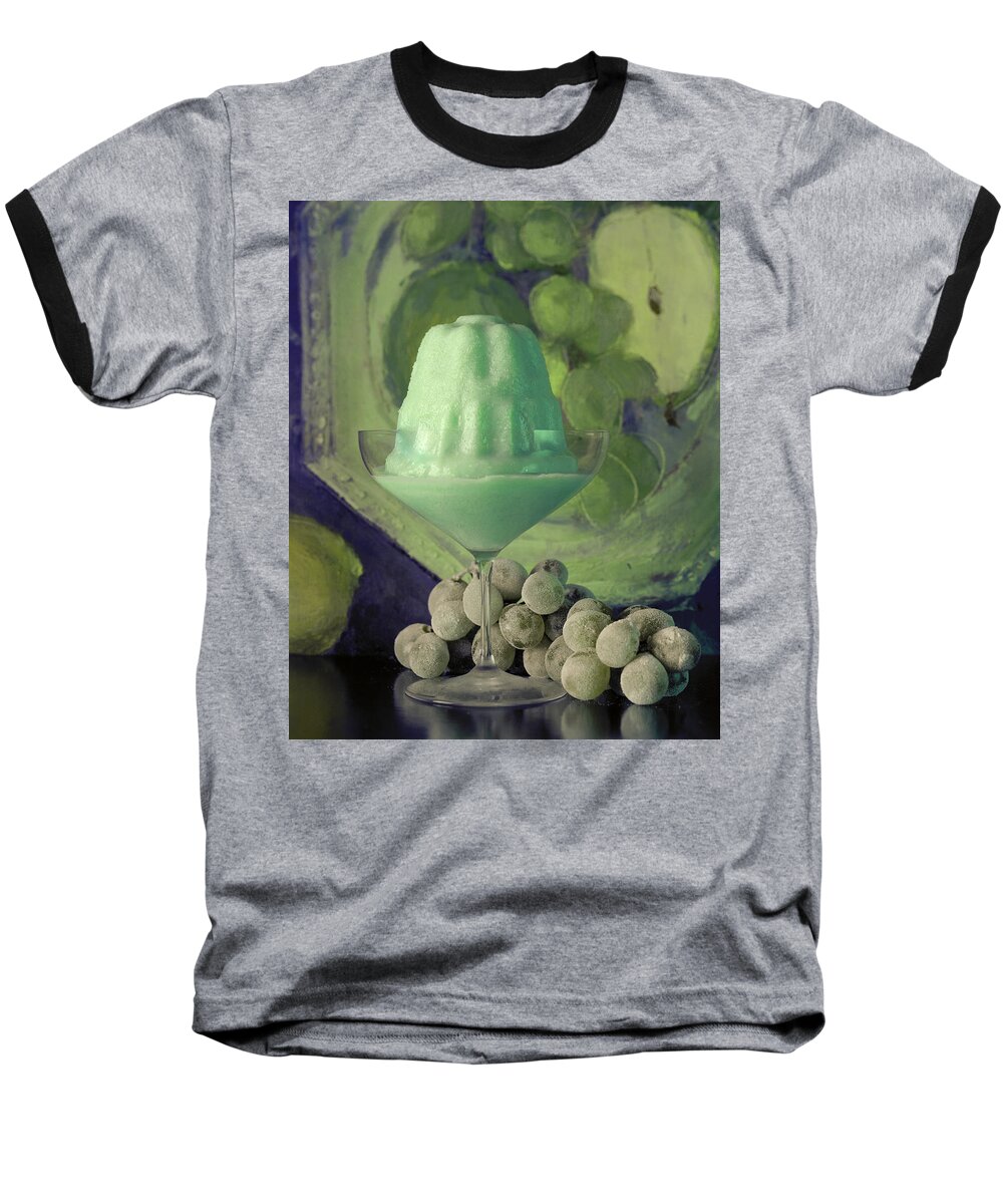 Studio Shot Baseball T-Shirt featuring the photograph Creme De Menthe With Grapes by Fotiades