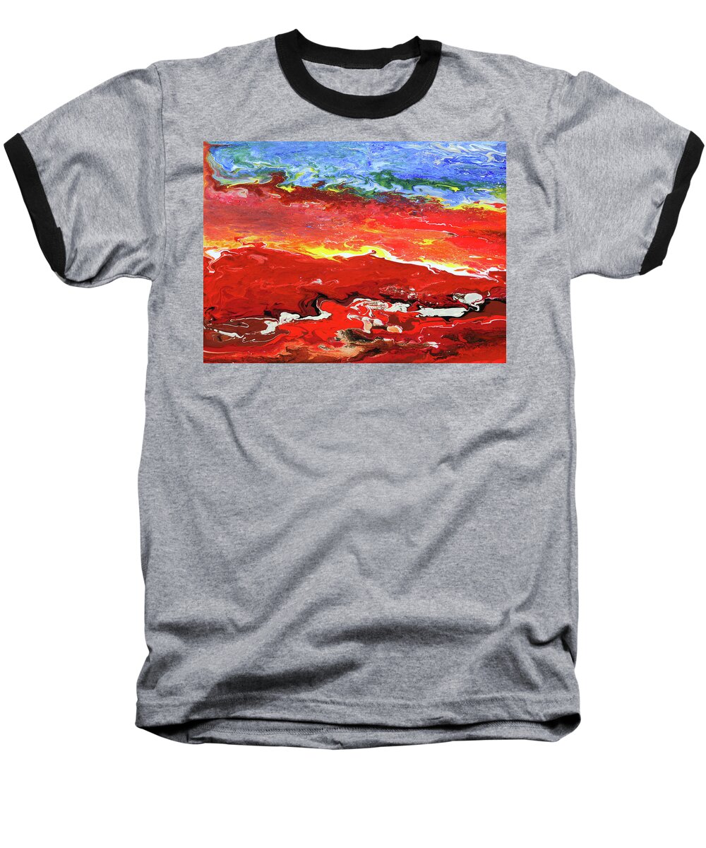 Fusionart Baseball T-Shirt featuring the painting Crimson Drift by Ralph White