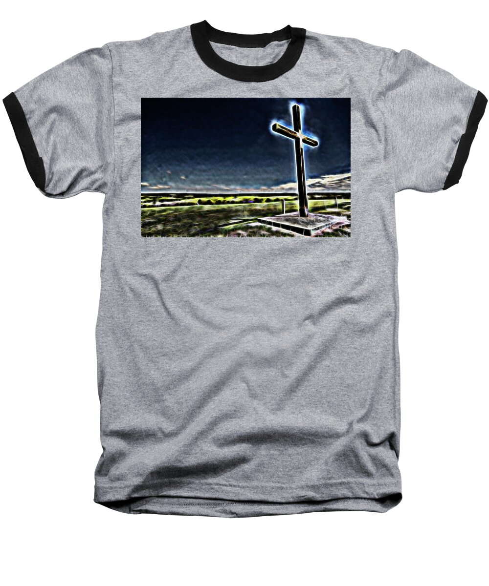 Barossa Baseball T-Shirt featuring the photograph Cross on the Hill by Douglas Barnard