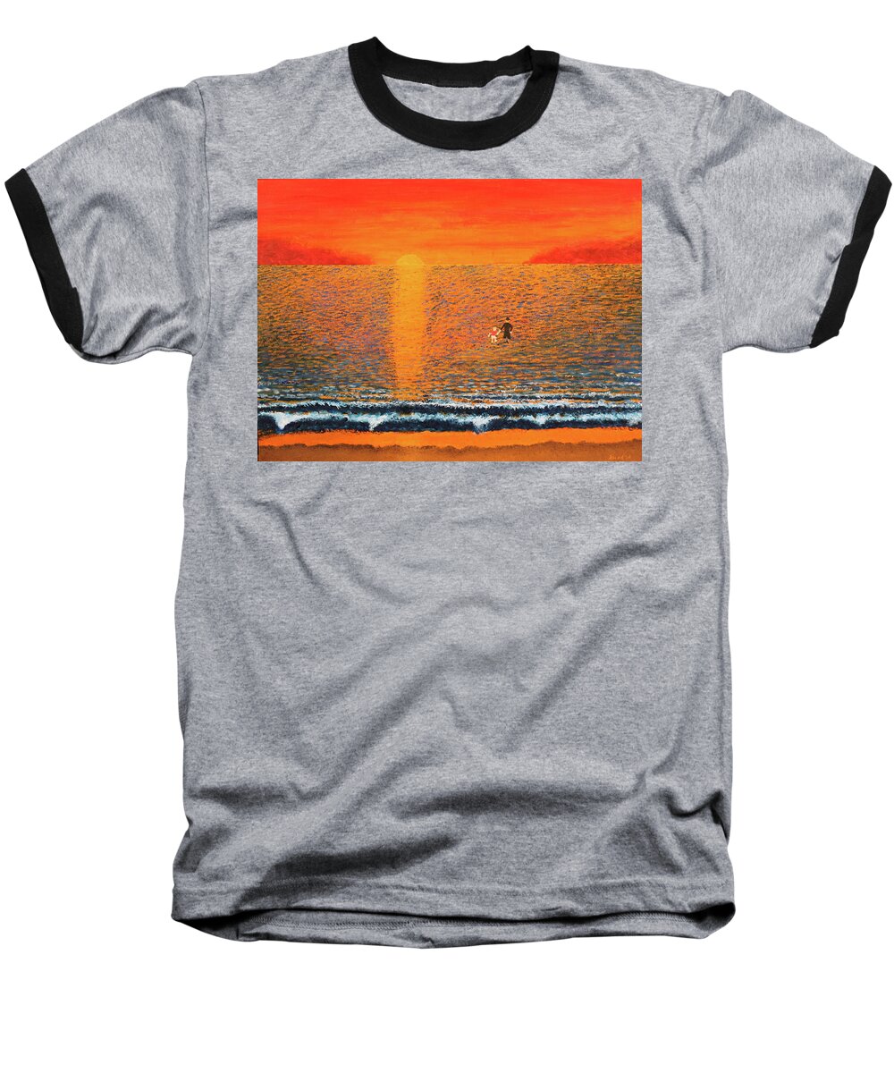 Modern Art Baseball T-Shirt featuring the painting Crossing Over by Thomas Blood