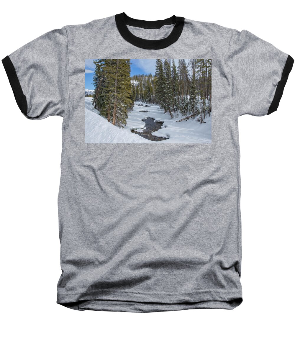 Mountain Baseball T-Shirt featuring the photograph Crossing the Elk by Sean Allen