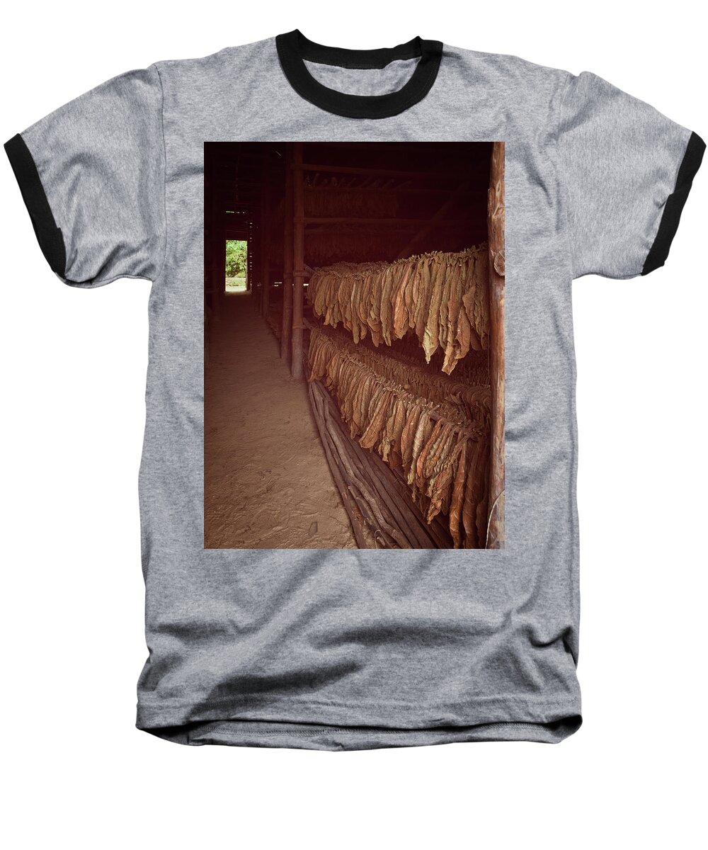 Joan Carroll Baseball T-Shirt featuring the photograph Cuban Tobacco Shed by Joan Carroll