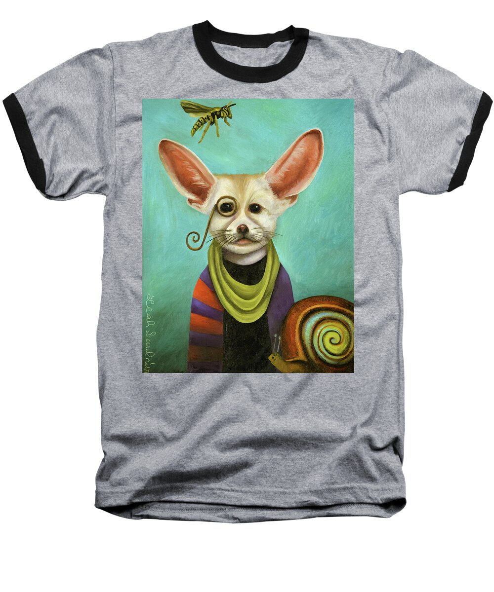 Fox Baseball T-Shirt featuring the painting Curious As A Fox by Leah Saulnier The Painting Maniac
