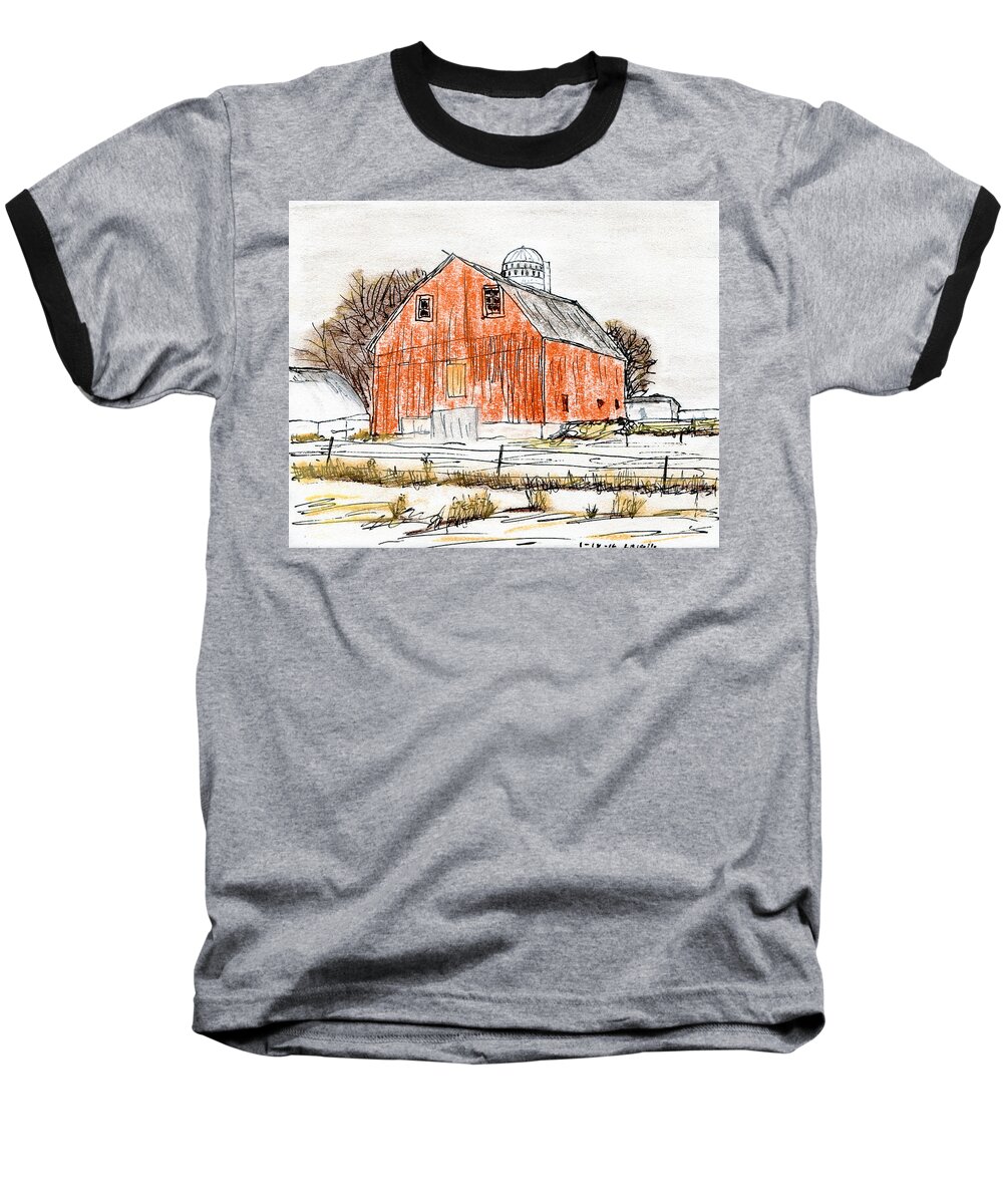 Farm Baseball T-Shirt featuring the mixed media Dairy Barn by R Kyllo