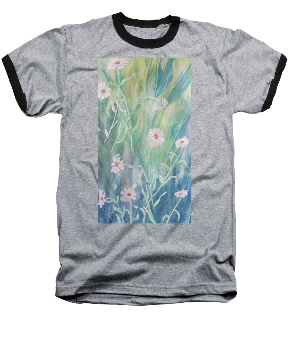 Daisy Baseball T-Shirt featuring the painting Daisies by Lavender Liu