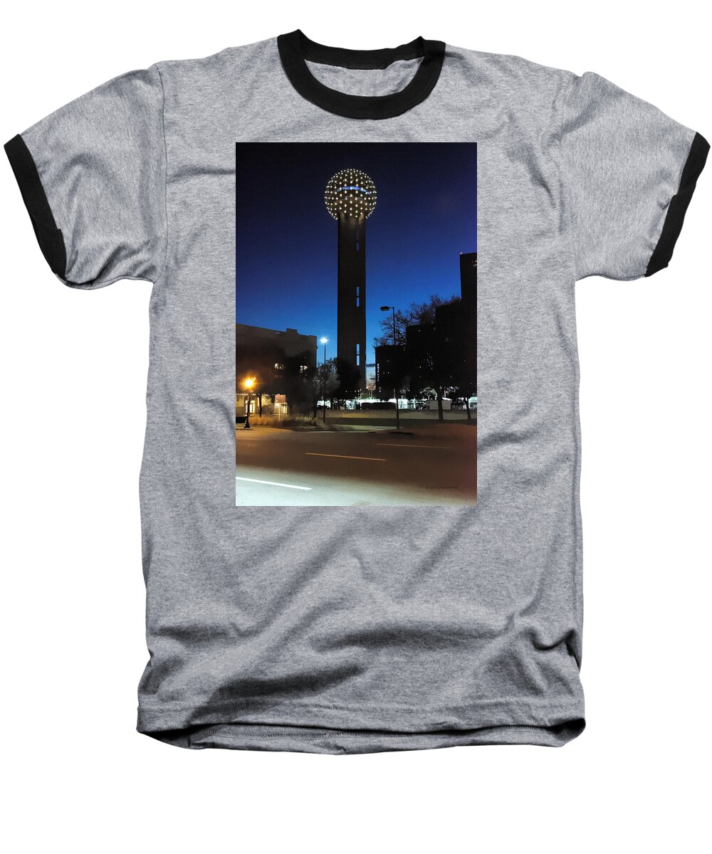 Texas Baseball T-Shirt featuring the photograph Dallas Reunion Tower by Erich Grant