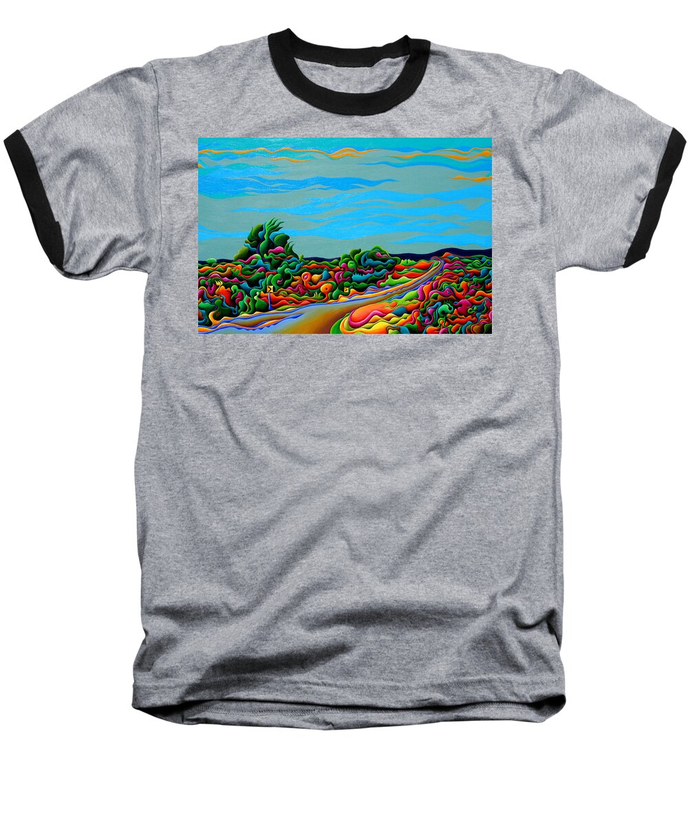 Landscape Baseball T-Shirt featuring the painting Dance on the Dreamway by Amy Ferrari