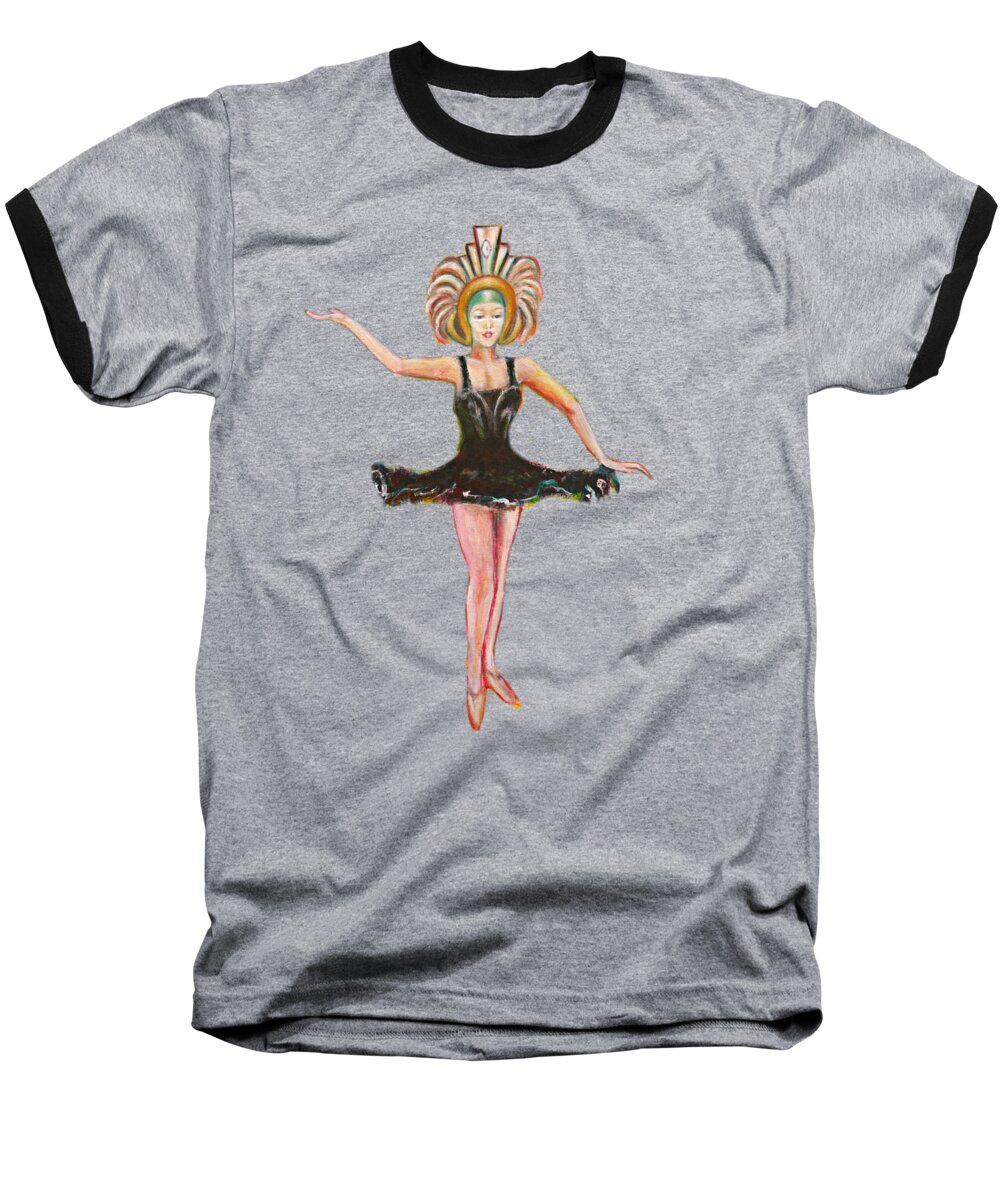 Dance Baseball T-Shirt featuring the painting Dancer in the Black Tutu by Tom Conway