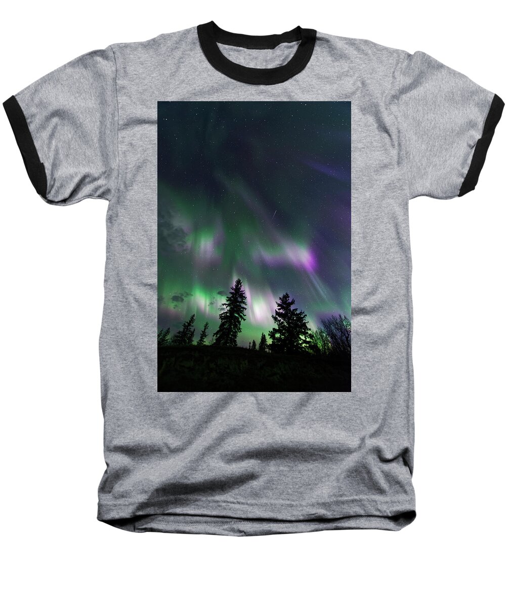 Aurora Borealis Baseball T-Shirt featuring the photograph Dancing Lights by Dan Jurak