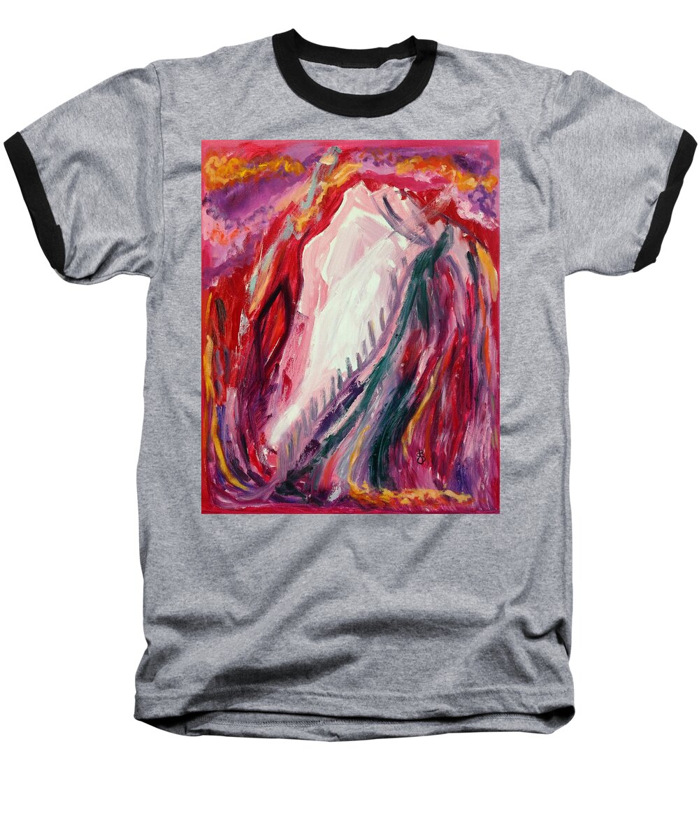 Lady In White Gown Baseball T-Shirt featuring the painting Dancing Under the Moon by Diane Pape