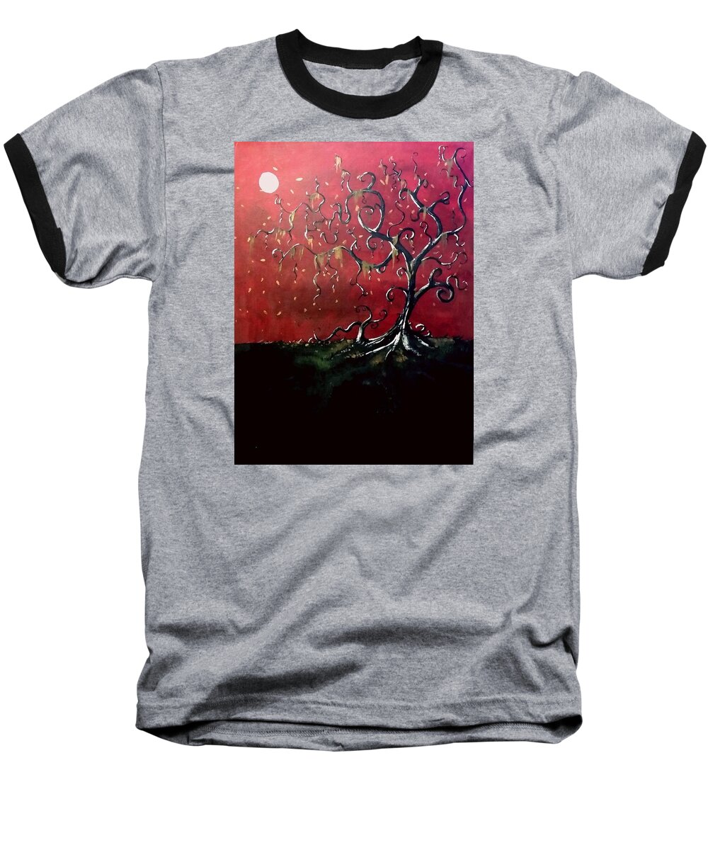 Gothic Baseball T-Shirt featuring the painting Dancing wood by Carole Hutchison