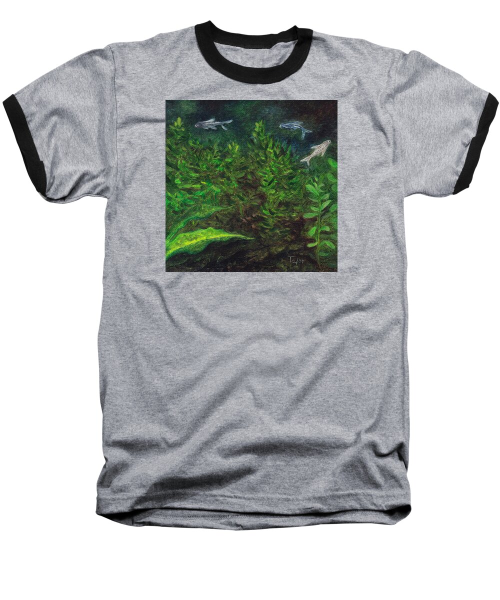 Aquarium Baseball T-Shirt featuring the painting Danios by FT McKinstry