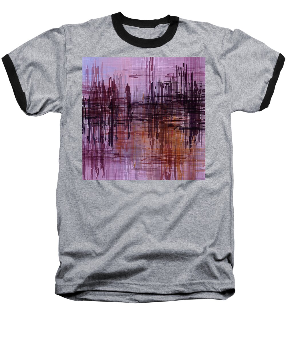 Abstract Baseball T-Shirt featuring the painting Dark Lines Abstract and Minimalist Painting by Inspirowl Design