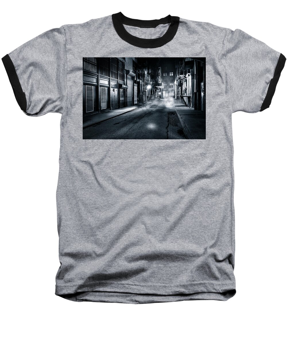 Chinatown Baseball T-Shirt featuring the photograph Dark NYC by Mihai Andritoiu