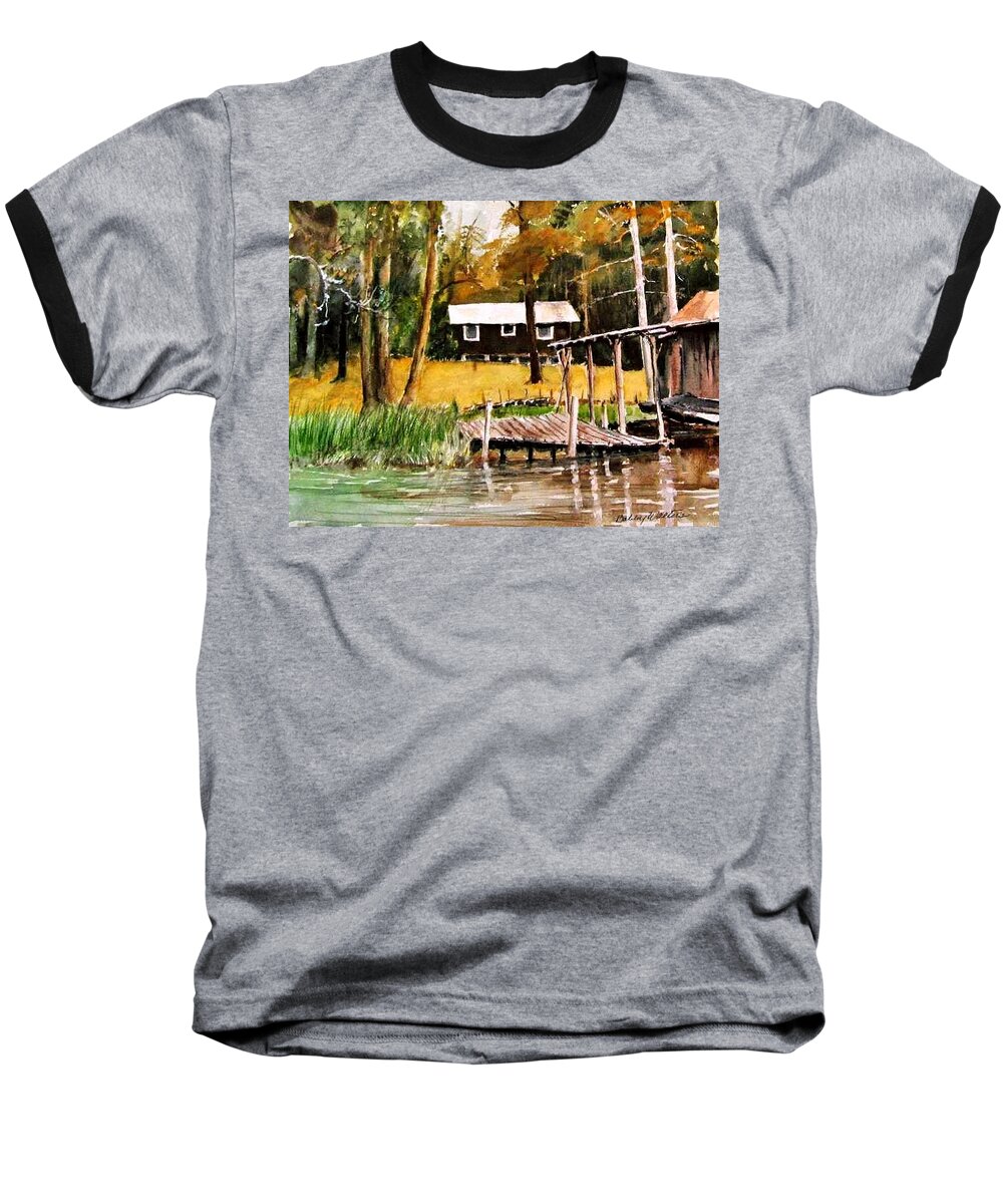  Baseball T-Shirt featuring the painting Darrells hideout by Bobby Walters