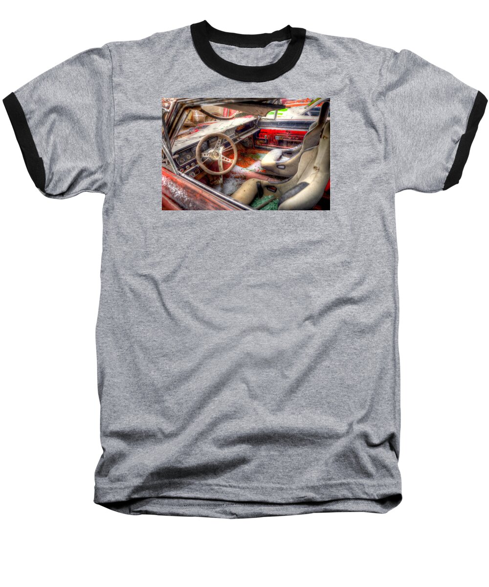Salvage Yard Baseball T-Shirt featuring the photograph Dashboard by Craig Incardone