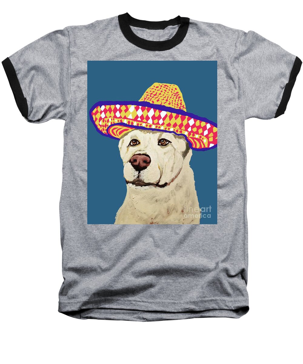 Pet Portrait Baseball T-Shirt featuring the painting Date With Paint Sept 18 4 by Ania Milo
