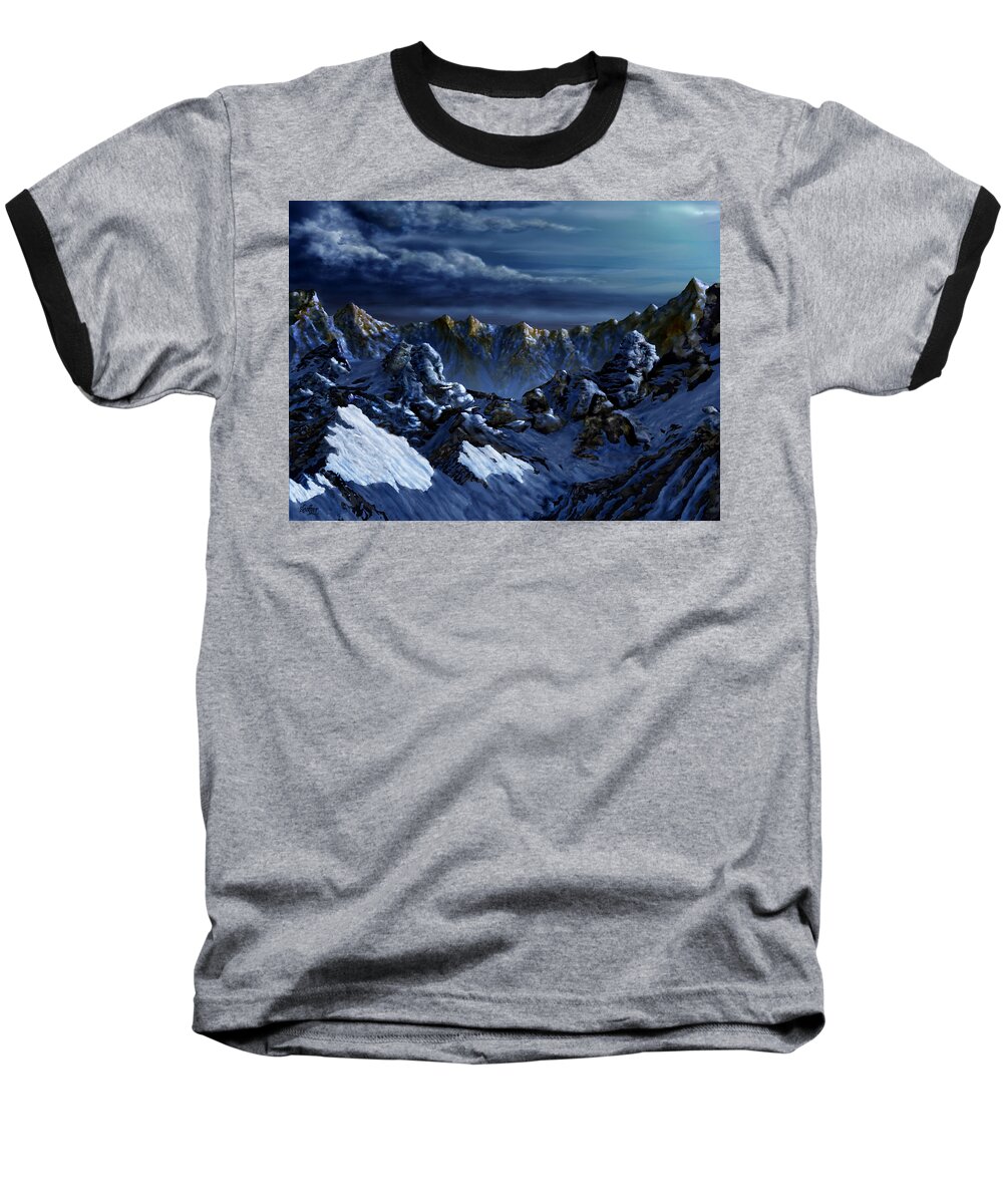 Digital Landscape Baseball T-Shirt featuring the digital art Dawn at Eagle's Peak by Curtiss Shaffer