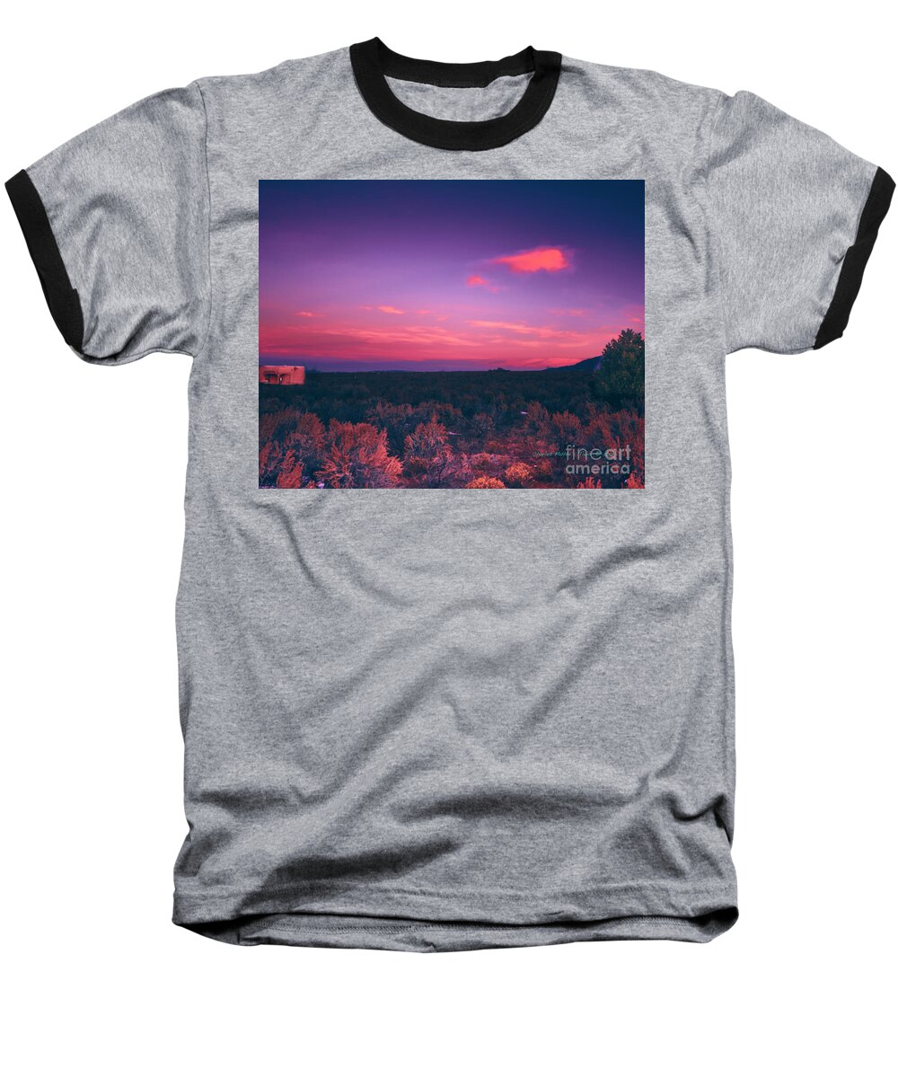 Santa Baseball T-Shirt featuring the photograph Dawn in Taos by Charles Muhle