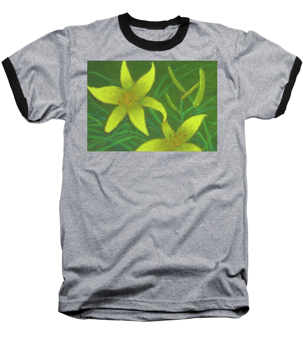 Day Lillies Baseball T-Shirt featuring the pastel Day Lilies by Anne Katzeff