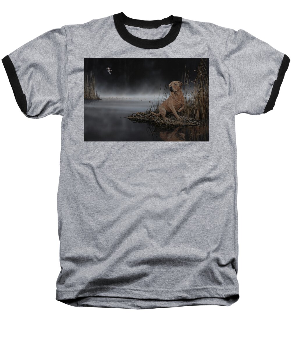 Lab Baseball T-Shirt featuring the painting Daybreak Arrival by Anthony J Padgett