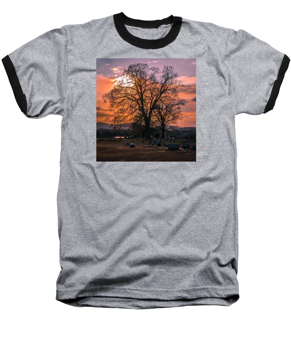 Southern Gothic Baseball T-Shirt featuring the photograph Day's End by James L Bartlett