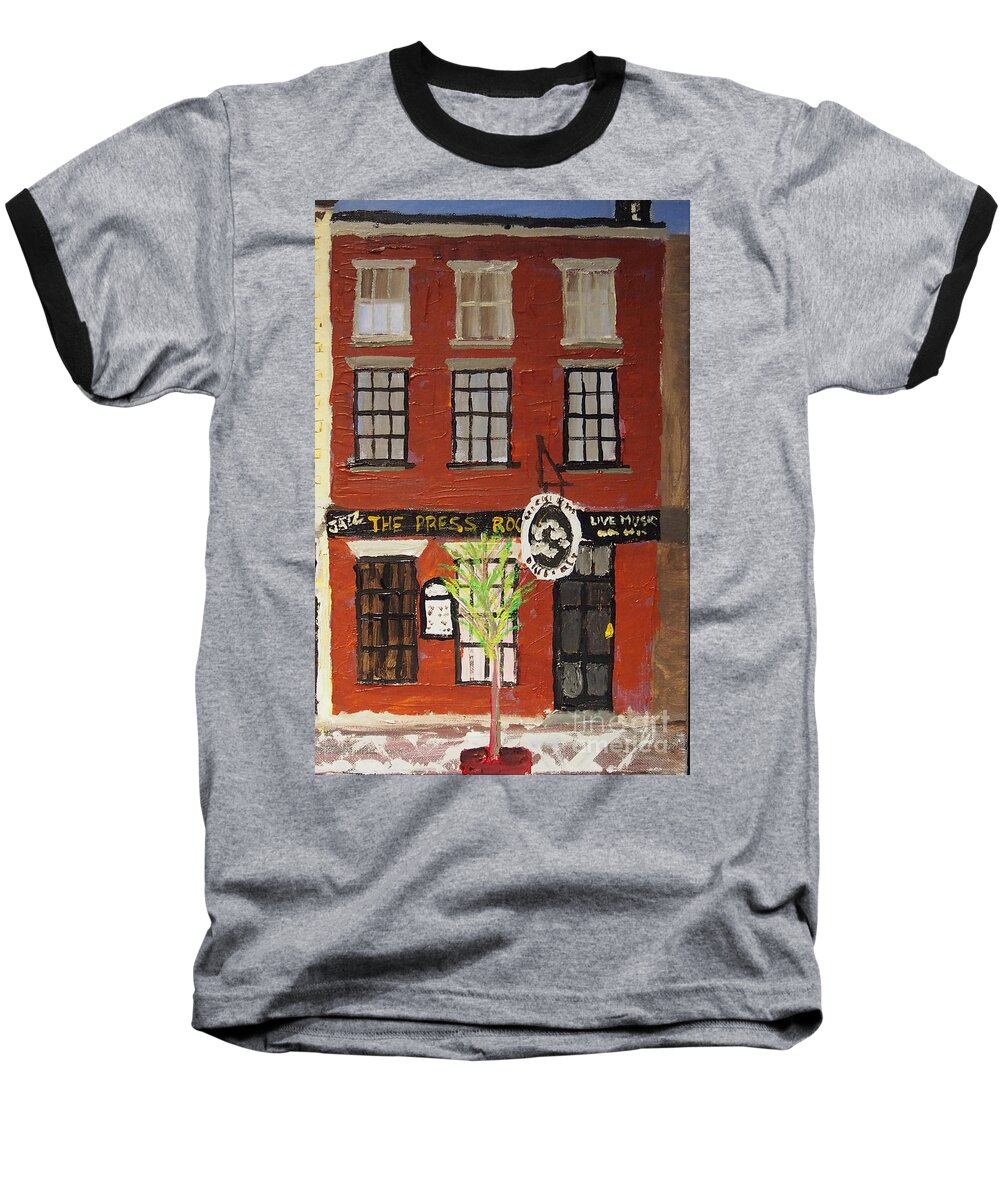 #portsmouthnh Baseball T-Shirt featuring the painting Daytime Press Room by Francois Lamothe
