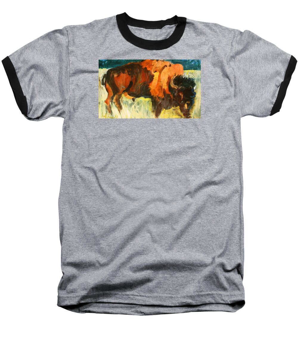 Paintings Baseball T-Shirt featuring the painting Debbie's Postcard Buffalo by Les Leffingwell