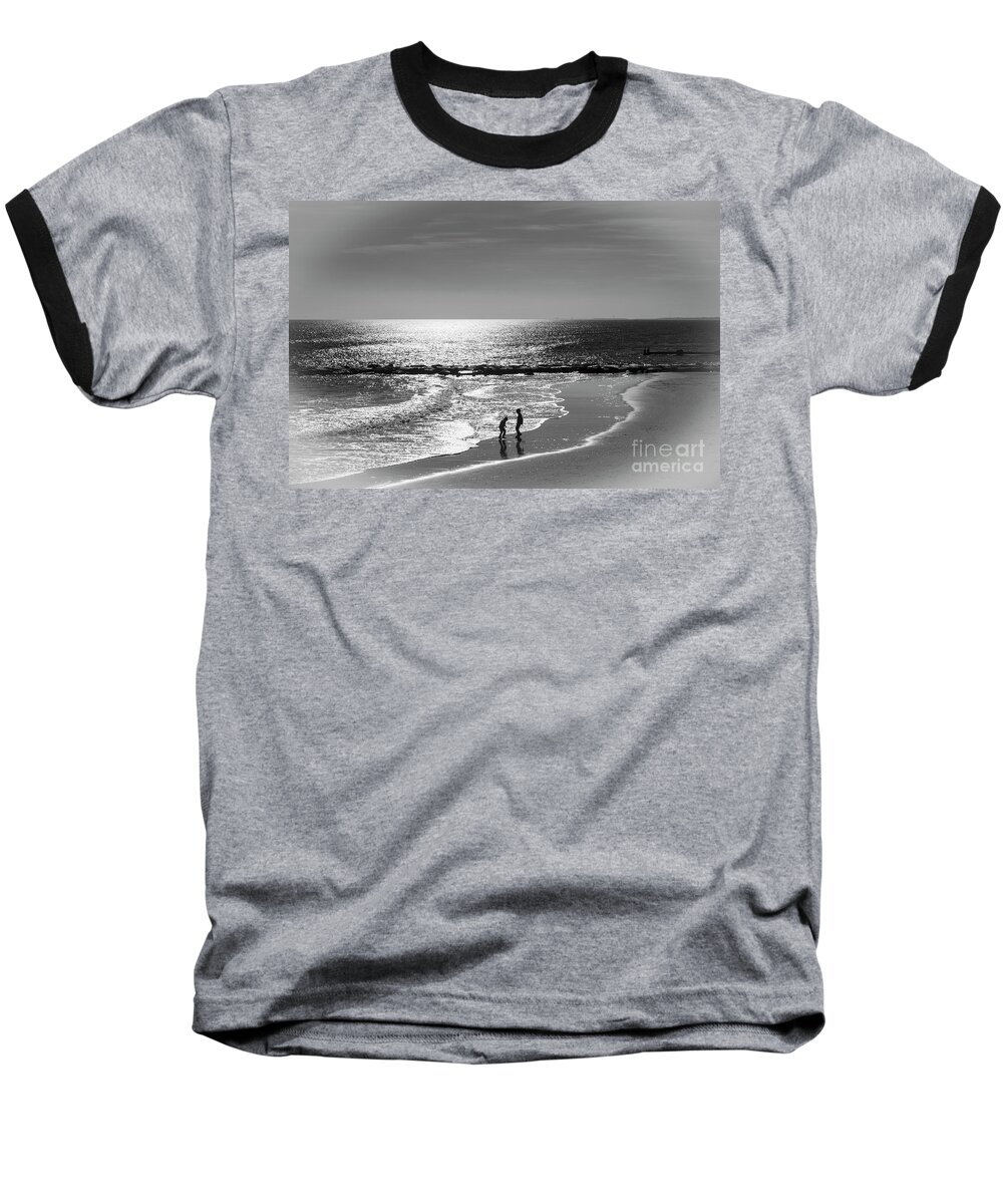December Baseball T-Shirt featuring the photograph December At The Jersey Shore by Judy Wolinsky