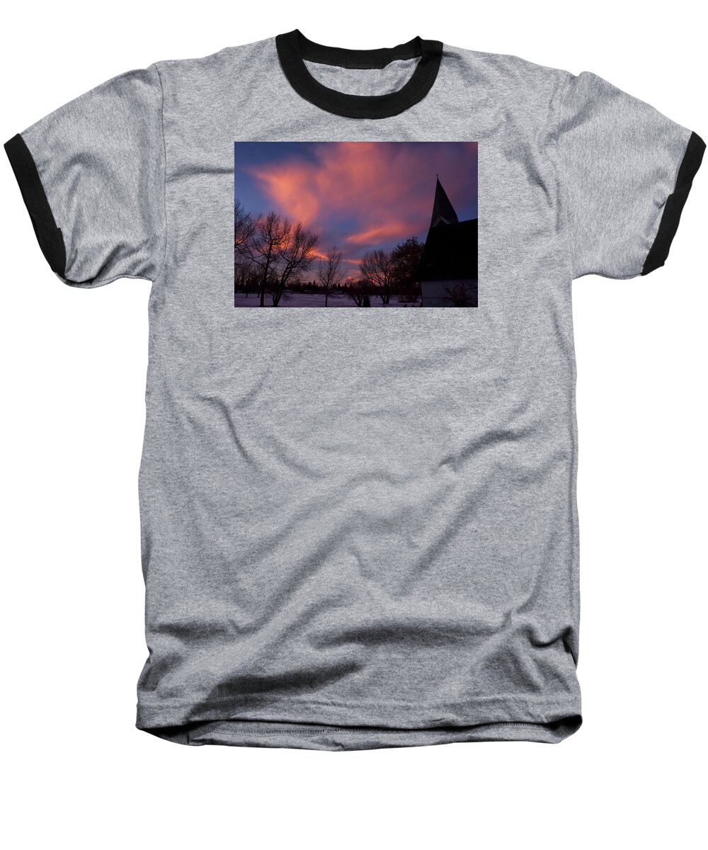 Landscape Baseball T-Shirt featuring the photograph December Skies by Ellery Russell