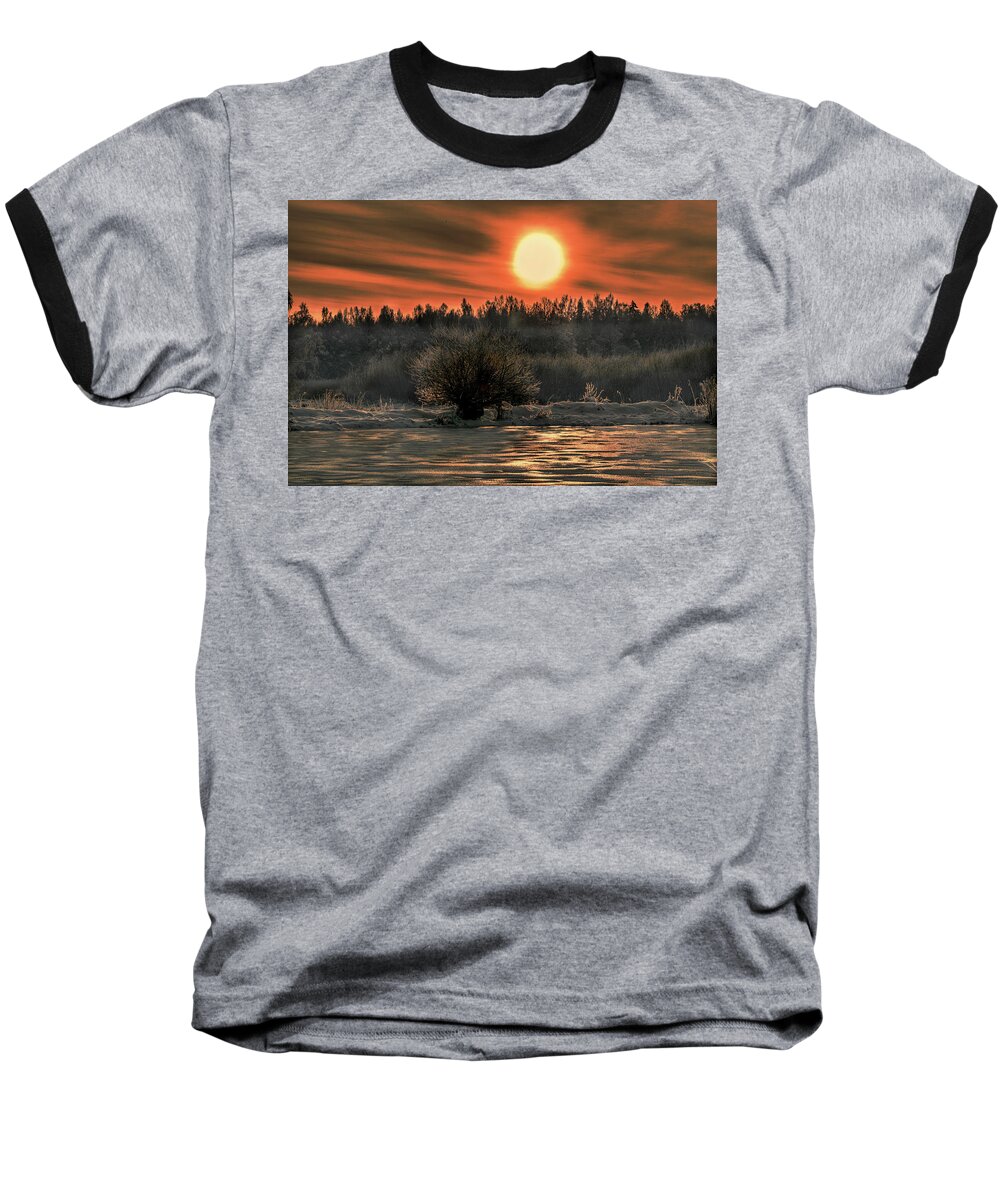 Sun Baseball T-Shirt featuring the photograph December sun #f3 by Leif Sohlman