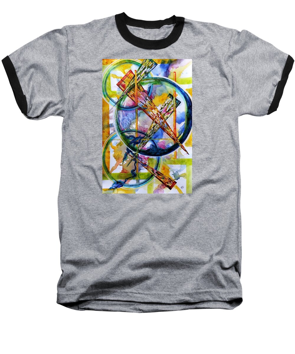 Ksg Baseball T-Shirt featuring the painting Decisions by Kim Shuckhart Gunns