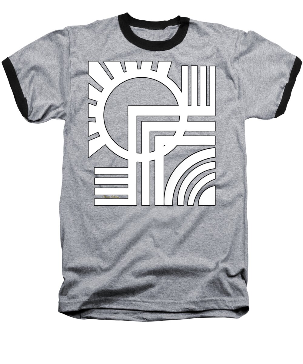 Deco Design White Baseball T-Shirt featuring the digital art Deco Design White by Chuck Staley