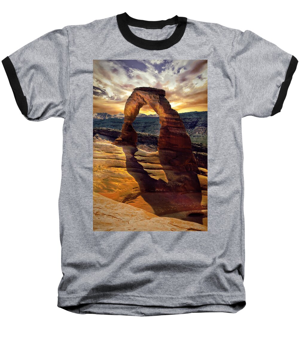 Arches Baseball T-Shirt featuring the photograph Delicate Arch by James Bethanis