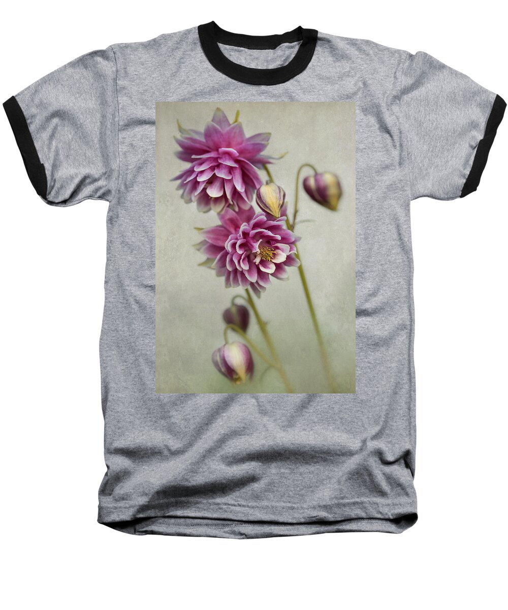 Colorful Baseball T-Shirt featuring the photograph Delicate pink columbine by Jaroslaw Blaminsky