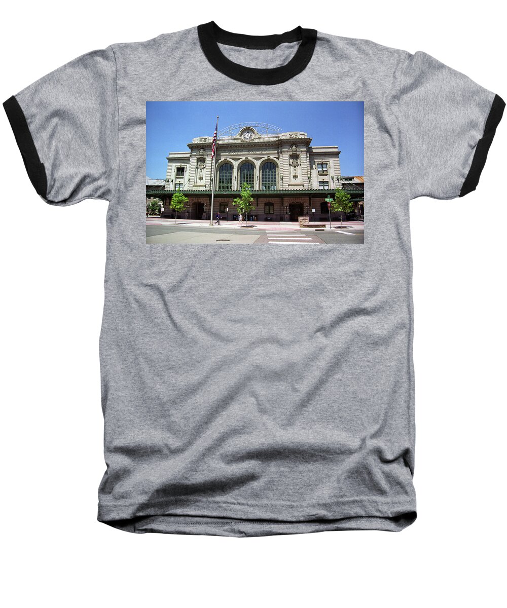America Baseball T-Shirt featuring the photograph Denver - Union Station Film by Frank Romeo